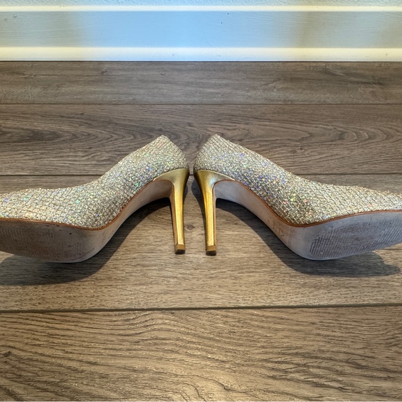 Enzo Angiolini Glittering Gold Silver Heels - Picture 11 of 16